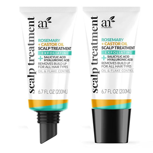 Artnaturals Rosemary + Castor Oil Scalp Exfoliator - Gentle Formula for Sensitive Scalps, Reduces Flakiness & Supports Hair Restoration