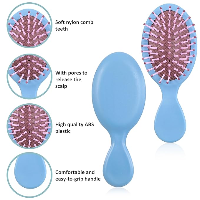 28Pcs Mini Hair Brush Soft Bristles Bulk Hair Brushes for Wet/Dry Hair, Mini Wet Hair Brush Detangler Travel Hair Brushs for Most Hairs Types