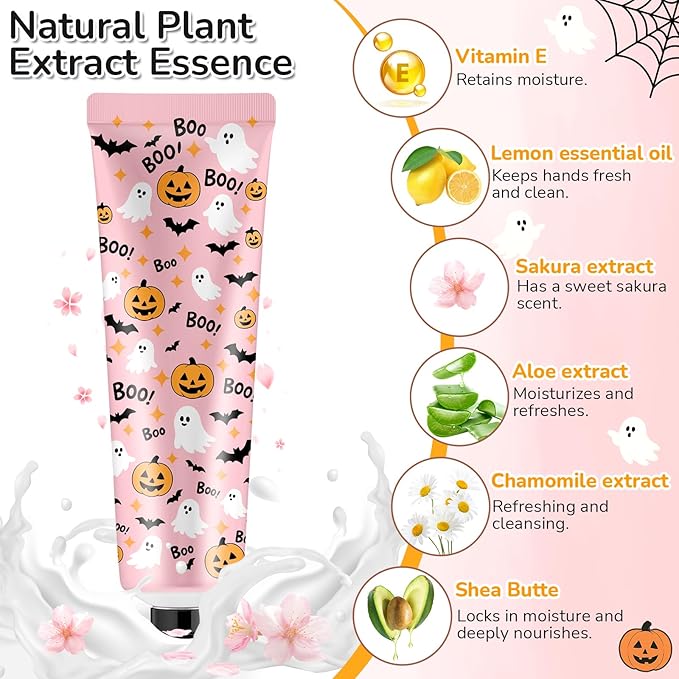 48 Sets Pink Halloween a Little Boo Is Almost Due Hand Cream Gifts Bulk Baby Shower Hand Cream Travel Size Lotion Bulk Fall Thanksgiving Party Supplies Favors Birthday Wedding for Guest