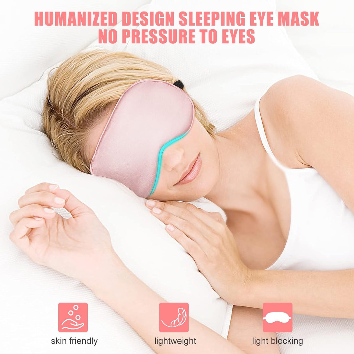 Cooling Eye Mask for Sleeping, Silk Sleep Mask w/Gel Eye Mask, Heated Eye Masks, Blindfold Eye Cover Women Sleeping Mask for Home, Office, Travel, Yoga, Medditation, Stocking Stuffers(Pink)