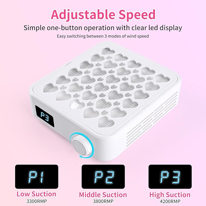 BQAN Nail Dust Collector Portable for Home & Salon - 4200RPM Vacuum with Reusable Filter, for Acrylic Drilling Dust Beginner Friendly Small Manicure Tool (White)