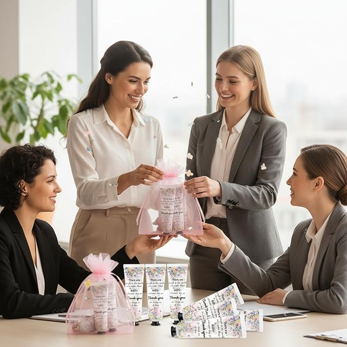 48 Sets Appreciation Thank You Hand Cream Bulk Baby Shower Favors Gifts Bridal Thank You Hand Cream for Guests Travel Size Lotion with Organza Bags