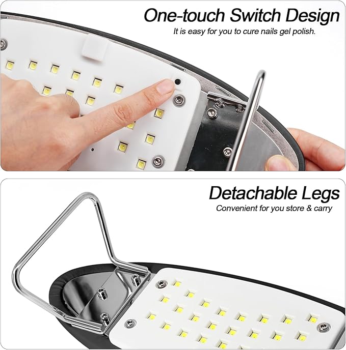 2 in 1 Nail Lamp & Hand Rest,Soft Nail Arm Rest with Gel Light,48W LED Nail Curing Lamp Dry Fingernails Toenails Gel Polish,Home Manicure Salon Tool (Black)