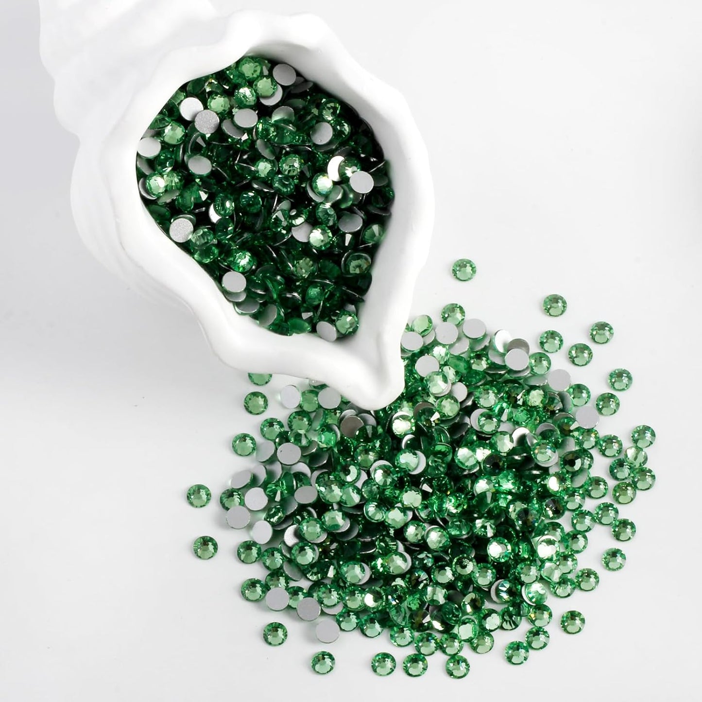 2000 PCS SS12 Flatback Rhinestones,12-Facet Diamond-Cut Glass Gems for Nail Art,Clothing,DIY Crafts,Glue-On Decoration Stones with Silver Backing,Peridot