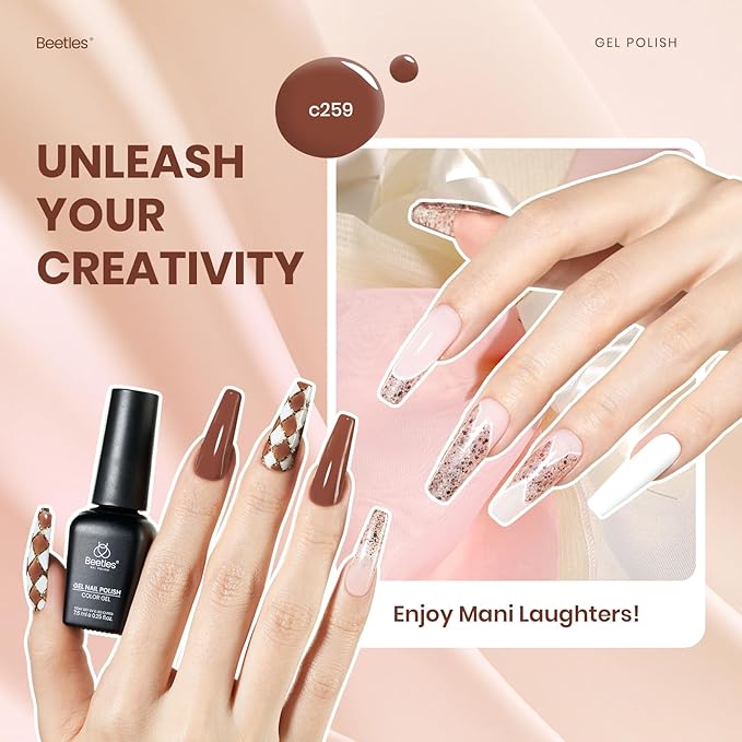 beetles Fall Gel Polish Set, 12 Colors Brown Purple Blue Gel Polish Glitter Neutral Autumn Nails Design Soak off Uv Led Lamp Needed Soft Pulse Nail Art Design Gifts for Women