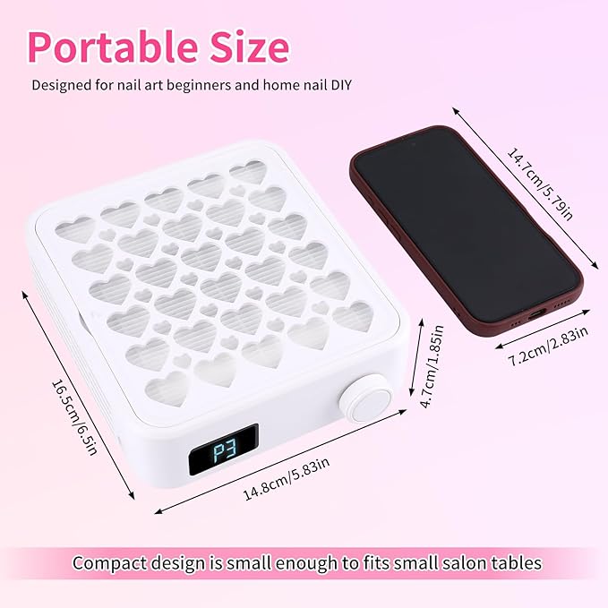 BQAN Nail Dust Collector Portable for Home & Salon - 4200RPM Vacuum with Reusable Filter, for Acrylic Drilling Dust Beginner Friendly Small Manicure Tool (White)