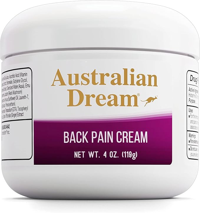 Australian Dream Back Pain Cream - Soothing, Non-Greasy Muscle Pain Relief Cream - Good for Neck, Back, Body, or Muscle Aches - 4 oz Jar