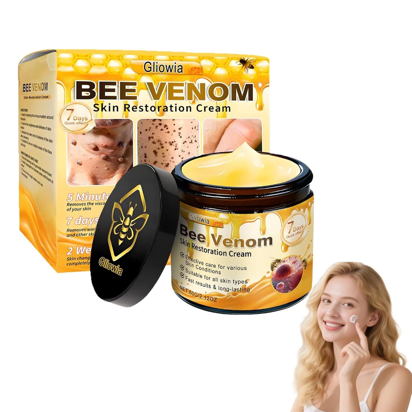 Bee Venom Skin Restoration Cream, 2025 Upgrade Bee Venom Skin Treatment Cream, Natural bee venom Comprehensive cream for Repair & Renewal, All in One Nourishing Serum for All Skin Types