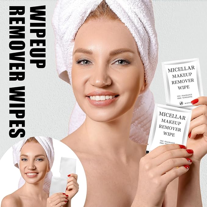 Ctosree 150 pcs Makeup Remover Wipes Bulk Individually Wrapped Makeup Wipes Single Remover Cloth Facial Cleansing Pads for Mascara Lipstick Oil Dirt Face Skin Travel Hotel(White)