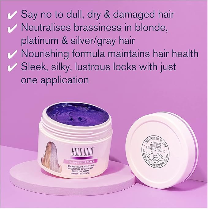 BOLD UNIQ Purple Hair Mask, BoldPlex 6 Hair Serum & BoldPlex 7 Hair Oil Bundle - Remove Brassiness & Yellow Tones, Strengthen, Protect Damaged Hair & Reduce Frizz, Paraben Sulfate-free, Vegan Friendly