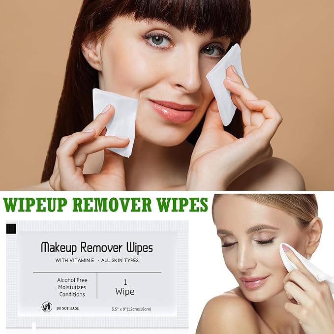 150 Pcs Makeup Remover Wipes Bulk Waterproof Makeup Wipes Individually Wrapped Face Wipes for Women Gentle Facial Cleansing Towelettes for Travel Hotel Skin Mascara Lipstick Oil Dirt (White)