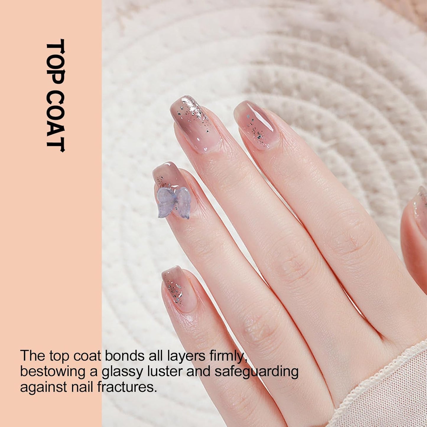 ADHERE Gel Top Coat- 15ML/0.5fl oz Top Coat Gel Nail Polish， Glossy Shine Finish and Long Lasting, Soak Off Nail Lamp Gel,for Home DIY and Nail Salon