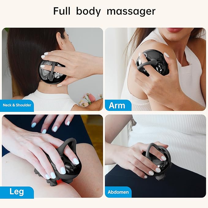 COMFIER Head Massager,Scalp Massage Hair Growth with 3 kneading Modes,Waterproof Body Massager for Stress Relief, Cat Massage(Black)