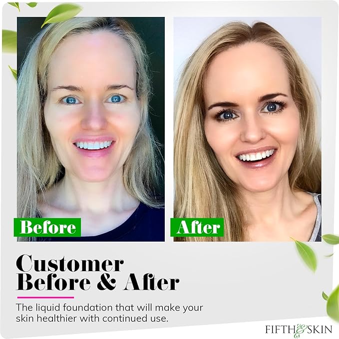 Fifth & Skin: Better’n Ur Skin Liquid Foundation (SANDY BEIGE) - Natural, Organic, Vegan, Cruelty-Free - Gluten-Free Beauty with Buildable Coverage and Palm-Free Luxury - 1 oz