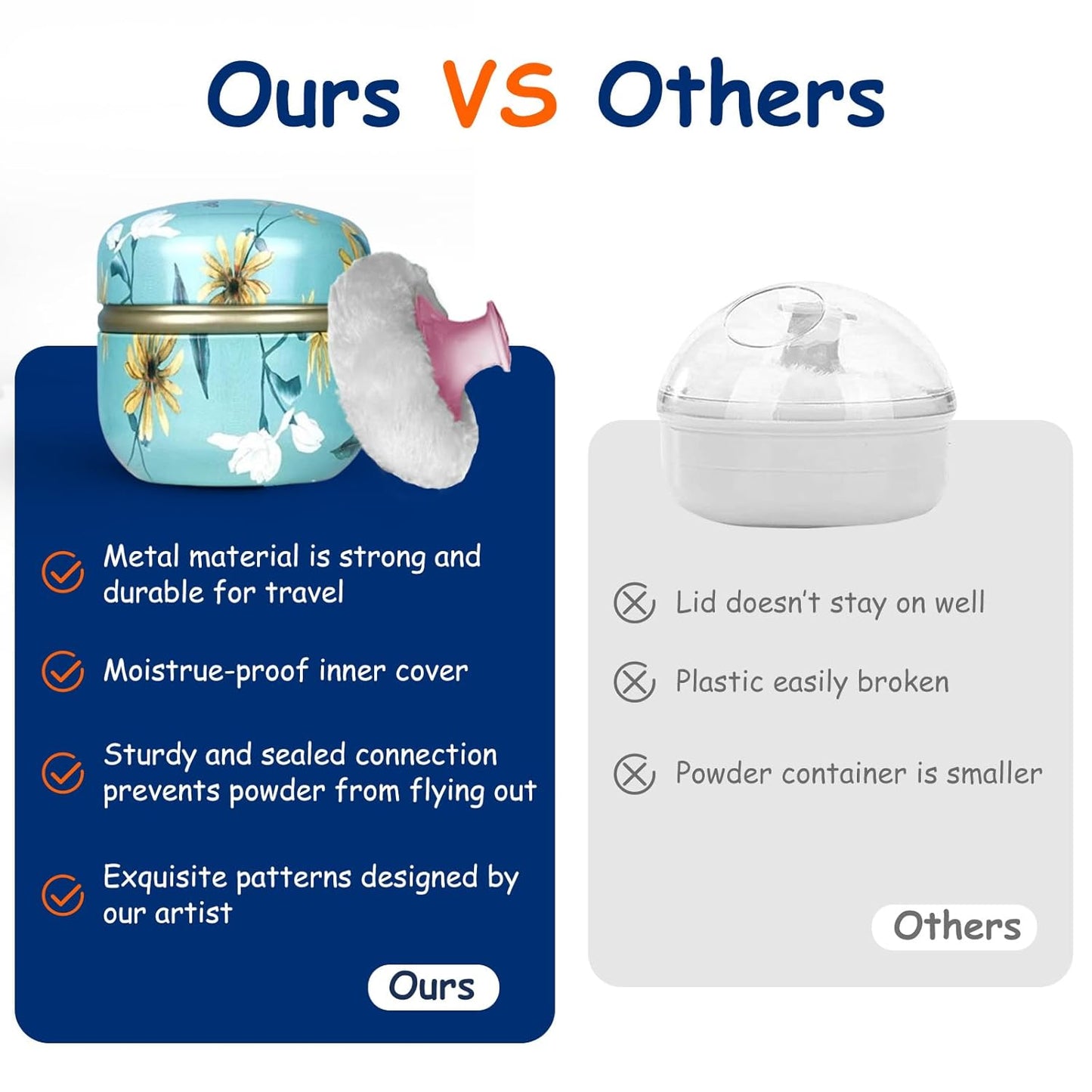 Body Powder Puff and Container for Dusting Powder, Women Powder Puff and Powder Case for Bath and Travel (Chrysanthemum)