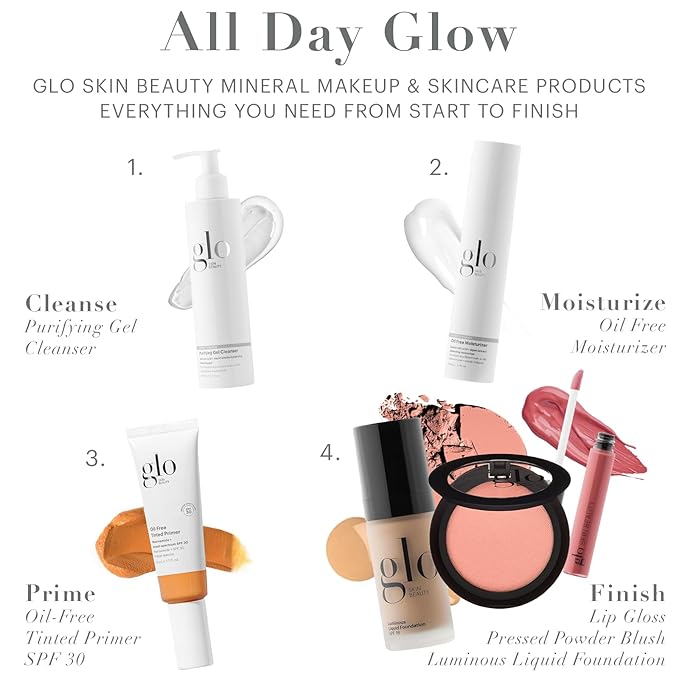 Glo Skin Beauty Luminous Liquid Foundation with SPF 18 (Alabaster) - Mineral Makeup, Improves Uneven Skin Tone, Smooths & Corrects Imperfections, Sheer to Medium Coverage, Dewy Finish