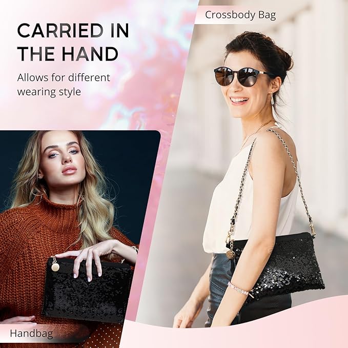 Color Nymph Teen Girls Makeup Kit, Black Sequin Make Up Bag with Makeup Sets For Teens Makeup Gift Kit Bag For Girls Eyeshadow Palette Lip Gloss Eyeliner Mascara Fit For Wedding Party Cocktail Prom