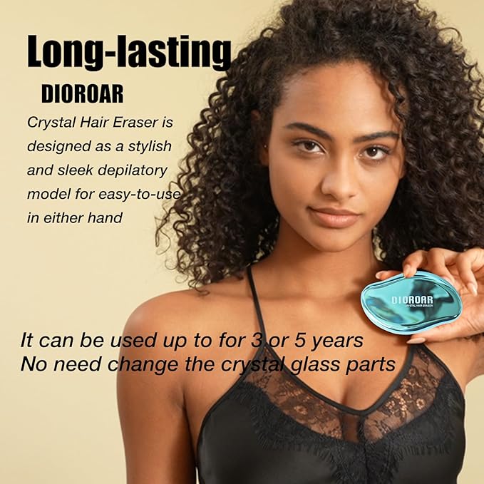 Crystal Hair Eraser,Upgrade Crystal Hair Remover,Physical Nano Glass Hair Removal Device,Painless Epilator and Exfoliator Without Shaver for Quick Soft Silky Skin(Ocean Blue)