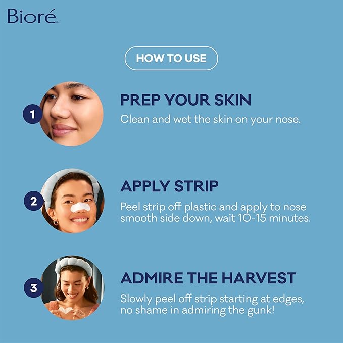 Bioré Original Blackhead Remover Strips, Deep Cleansing Nose Strips With Instant Pore Unclogging, Features C-Bond Technology, Oil-Free, Non-Comedogenic Use, 14 Count