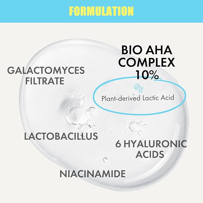 Bio-AHA Clarity Boosting Face Serum 50ml | Korean Serum w/Mild Exfoliation Fruit-Based Lactic Acids, Probiotics & Niacinamide