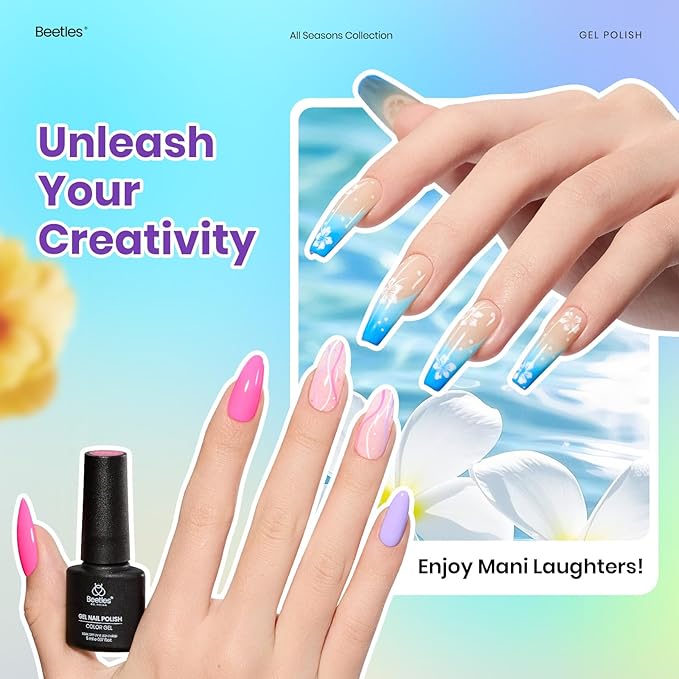 Beetles Fall Gel Nail Polish Set - 63 PCS 55 Colors Gel Polish Kit with 5 Bottles of Base Glossy Matte Top Coat Soak off Nail Polish Set Orange Brown Pink Green Blue Red Halloween Gifts for Women