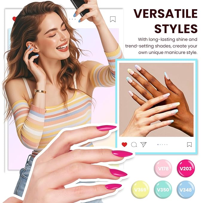 VANREESA Gel Nail Polish Kit with U V Light 53 Pcs Gel Polish Nail Set 36 Sweet Colors Nail Polish Set with Base Coat and 4 Effects Top Coat Manicure Tools Complete Nail Kit Gifts for Women Girls