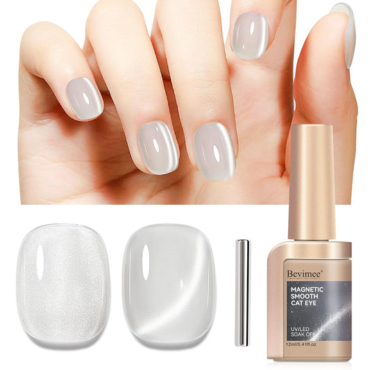 Cat Eye Gel Polish, Magentic Nail Polish Silver Translucent Jelly Color Clear Moonlight UV Gel Glitter Holographic With Magnet For Nail Salon DIY At Home
