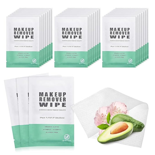 100 pcs Disposable Skin Cleansing Wipes, Individual Wrapped, Safe, Convenient, Lightweight, Remove Makeup(Green)