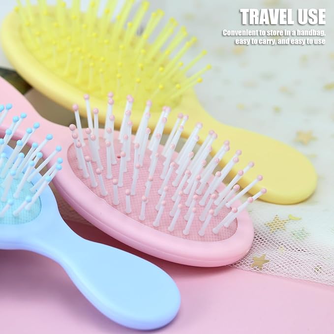 24 Pieces Mini Wet Hair Brush, Travel Detangling Brush, for Most Hair Types, with Ease Knots Without Tears or Breakage, Bulk Gifts for Women Multicolor