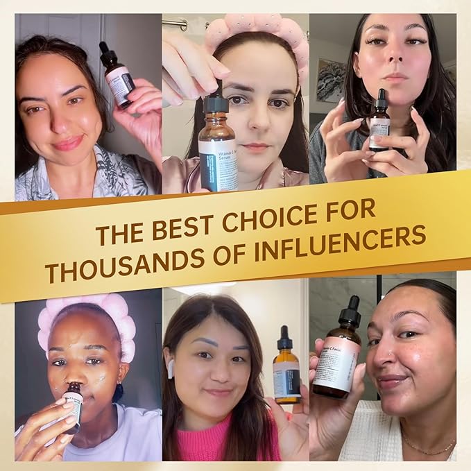 2 Pack Vitamin C Face Serum with Vitamin C, Hyaluronic Acid, Vitamin E, Serum for Dullness, Balanced Complexion, Eye Area, Fine Lines & Wrinkles, 30ml/1.01oz