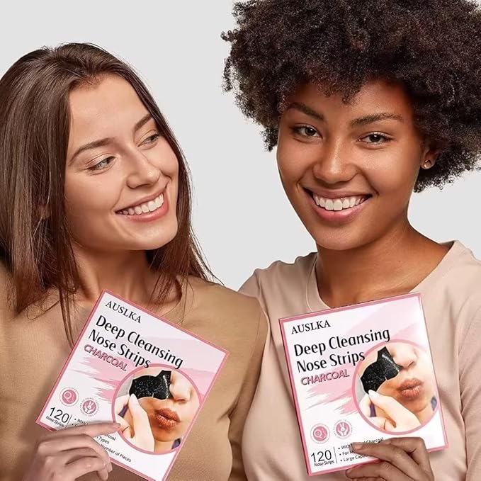 AUSLKA Blackhead Pore Strips,(120 Counts) Blackhead Remover - Deep Cleansing Charcoal Strips - Black Head Nose Strips - Black Head Remover