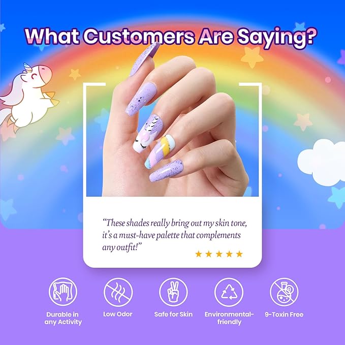 Beetles Halloween Gel Nail Polish Set, 24 Pcs Purple Blue Hot Red Gel Nail Polish Green Glitter Gel Polish Unicorn Collection Soak off UV with Glossy & Matte Top Base Gift for Women