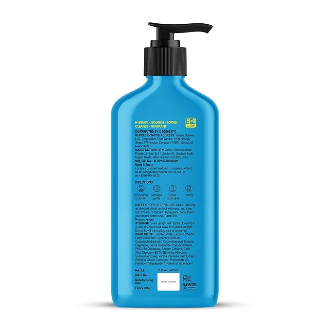 Botanic Hearth Vanilla & Peptides Body Wash – Hydrating Shower Gel with 5 in 1 Care, Sulphate & Paraben Free, Gentle Daily Cleanser for All Skin Types, 16 fl oz