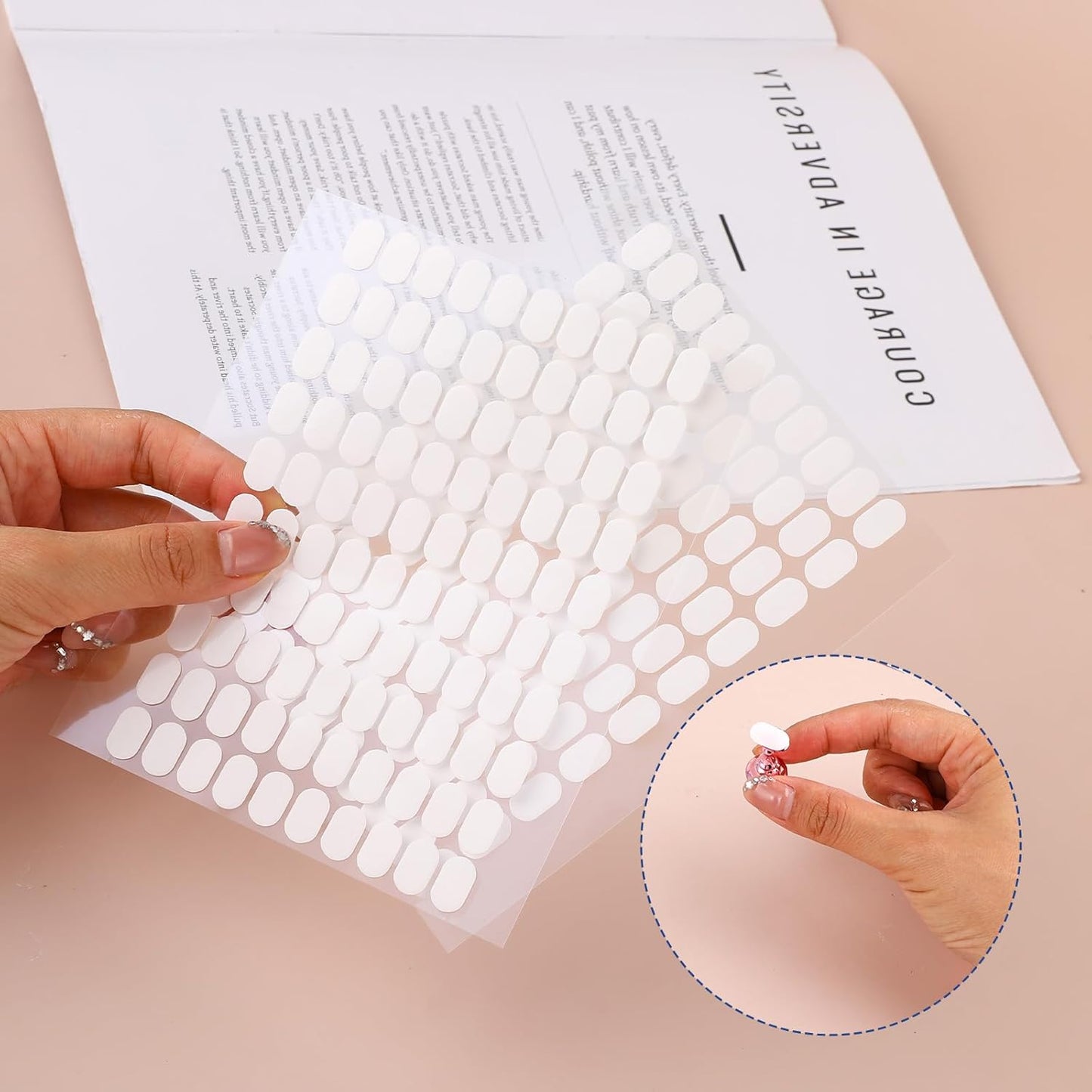 600 Pcs False Tip Double Sided Adhesive Tapes for Nail Art Holder Pre-cut Display Strips