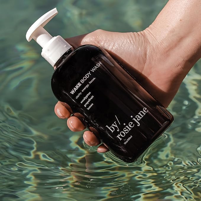 By Rosie Jane Wake Body Wash - Creamy, Hydrating Body Wash Made with Eucalyptus, Grapefruit & Lemon - Supports Skin Elasticity & Builds Collagen - Vegan & Non-Toxic (350ml)