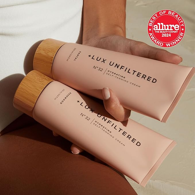 '+ Lux Unfiltered N°32 Gradual Self Tanner, Hydrating Self Tanning Lotion with Shea Butter & Squalane - Non-Sticky, No Transfer, Natural-Looking Tan - Vegan & Cruelty-Free Sunless Tanner - Santal