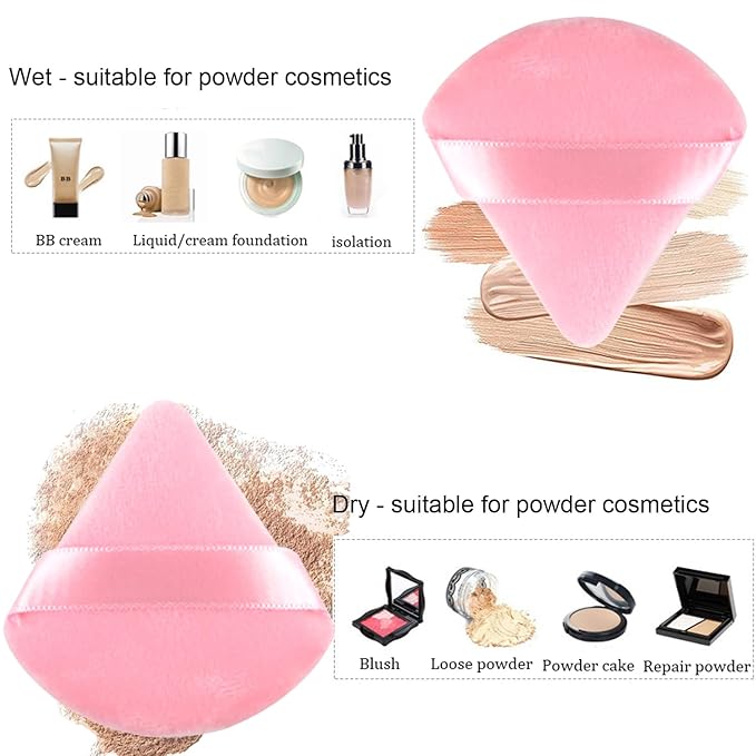 24 Pieces Powder Puff, Triangle Makeup Puff Cotton Powder Face Washable Body Powder Puff for Loose Powder Body Cosmetic Foundation Sponge Makeup Tool (12DP12LP)