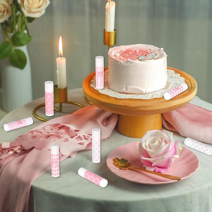 50 Pcs Pink Bow Lip Balm Bulk, Pink Lip Care, Moisturizing and Nourishing Lip Balm Gifts for Girls Women Employee Bachelorette Birthday Party Favors Guest