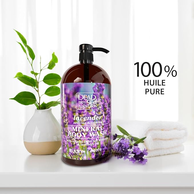 Dead Sea Collection Lavender Body Wash for Women and Men - with Pure Dead Sea Minerals and Lavender Oil - Gentle Cleanses and Moisturizes Skin (33.8 fl. oz)