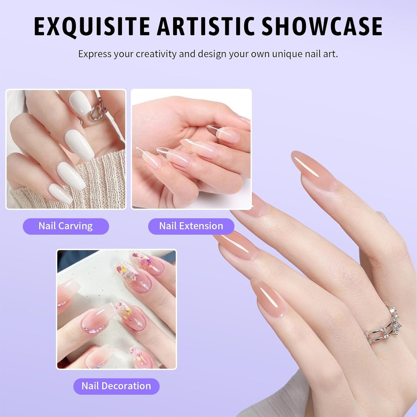Acrylic Nail Kit, 75ml Acrylic Liquid Monomer with 4 Colors Powder and 5PCS Nail Brush for Nail Extension Carving Manicure French Fake Tips Art for Home DIY Salon
