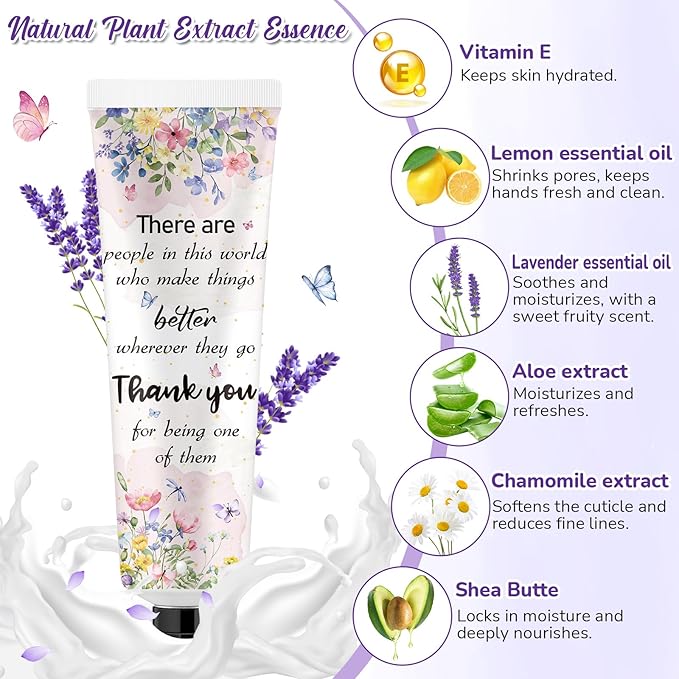 48 Sets Appreciation Thank You Hand Cream Bulk Baby Shower Favors Gifts Bridal Thank You Hand Cream for Guests Travel Size Lotion with Organza Bags