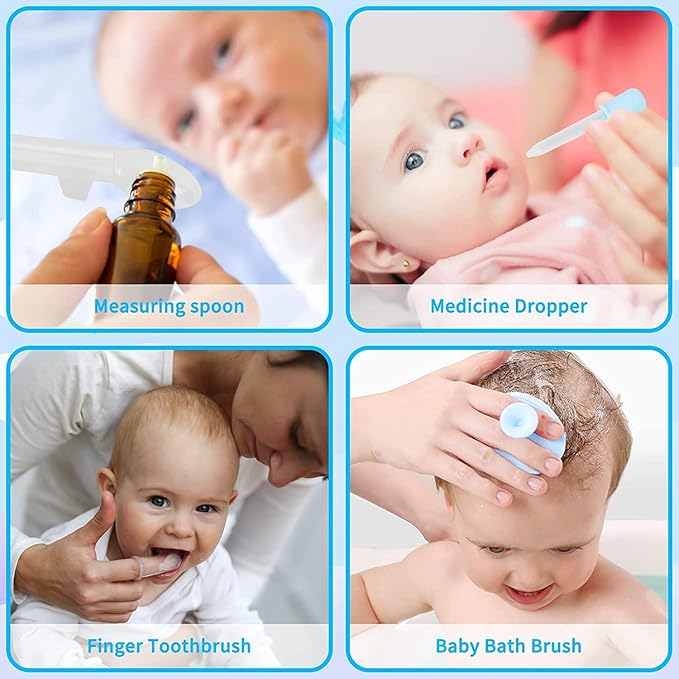 Baby Healthcare and Grooming Kit, 14 in 1 Baby Safety Set Newborn Nursery Health Care Set with Hair Brush Scale Nail Clippers for Baby Girls Boys (Blue 14 in 1)