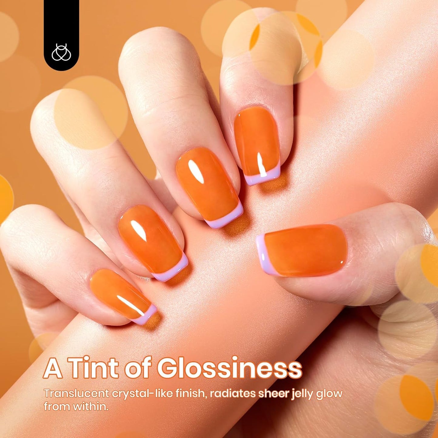 Beetles Orange Gel Nail Polish, 15ML Summer Jelly Gel Polish Sheer Translucent Effect Gel Soak Off UV Orange Burst Series French Nail Art Manicure Gift for Women