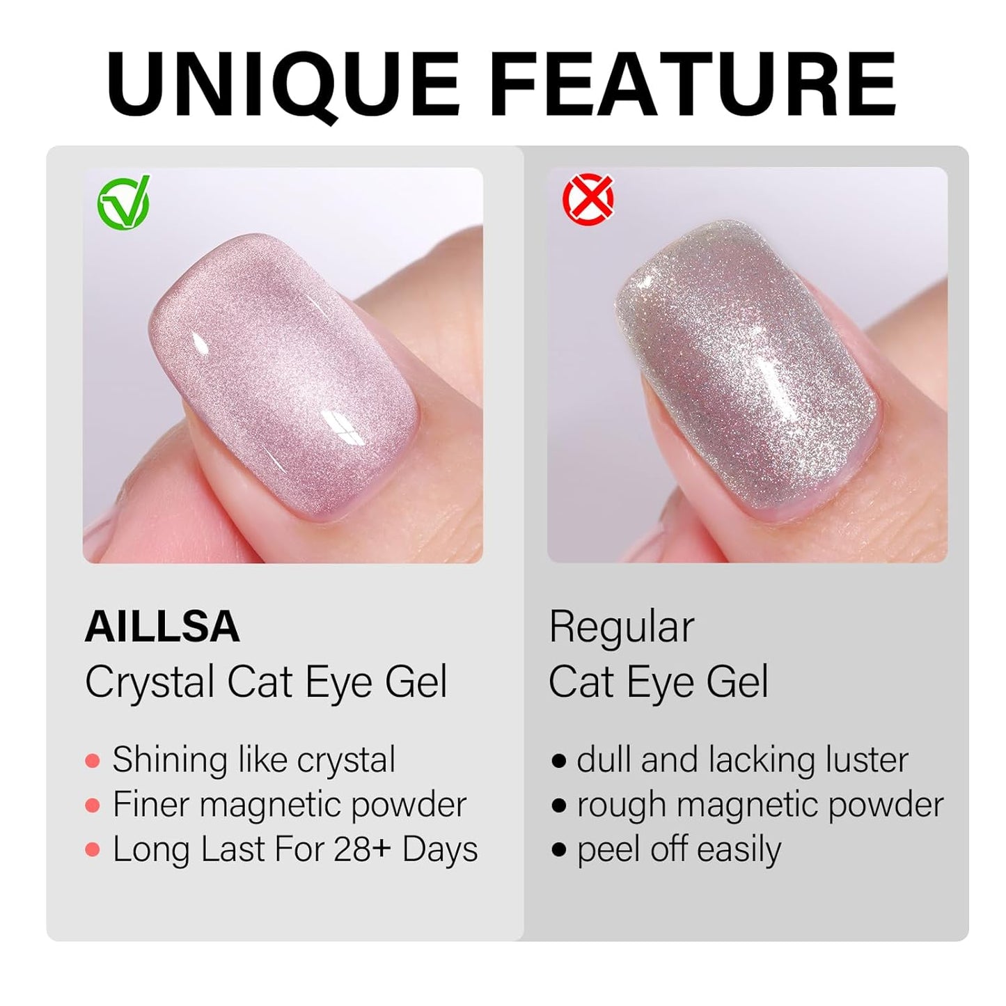 AILLSA Cat Eye Gel Nail Polish Pink Crystal Glitter Polish with Magnet, Nude Burgundy Glass Shimmer Nail Polish Jelly Color Reflective Translucent U V Gel Salon DIY at Home 0.5 OZ GF25