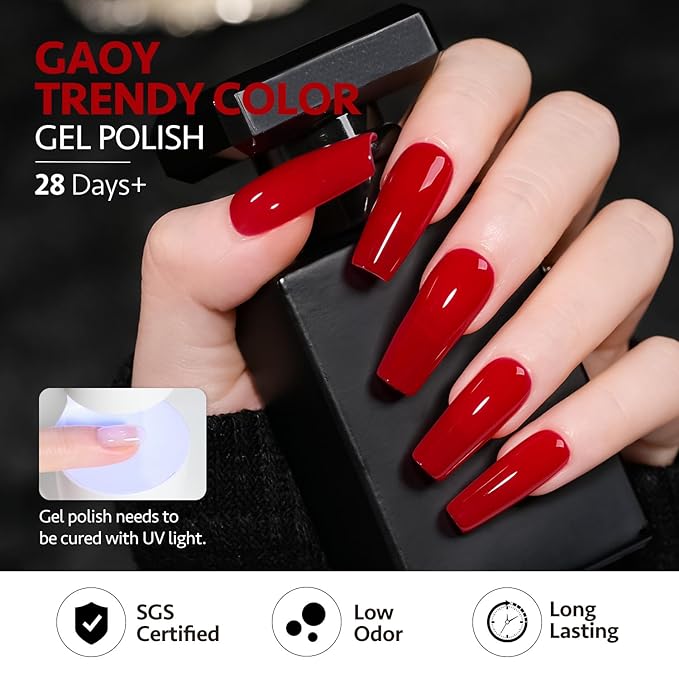 GAOY 42 Pcs Gel Nail Polish Kit, Neon Summer Bright Pink Orange Coral Green Colors Gel Nail Polish Set with Glossy & Matte Top Coat and Base Coat for Salon and DIY Manicure at Home