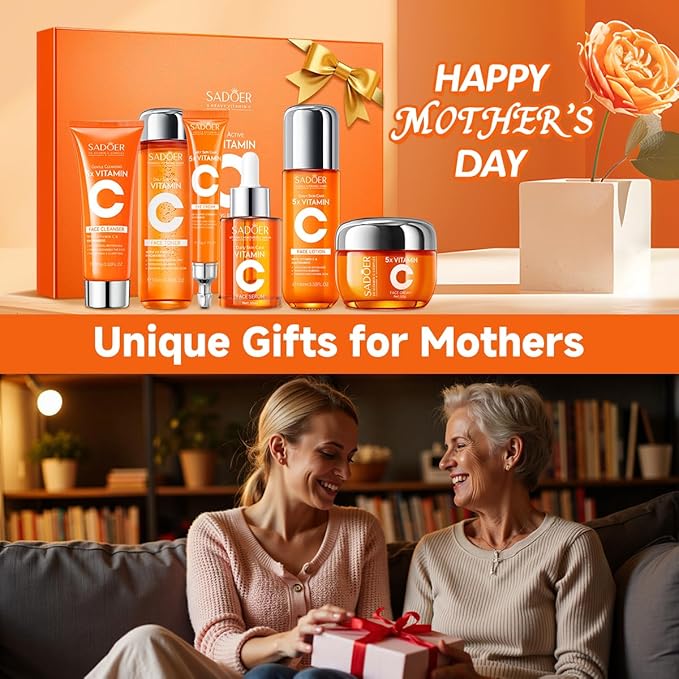 6-Piece Hydrating Skincare Set with Vitamin C & Niacinamide,Tk Face Care Kit Includes Toner, Serum,Cleanser,Moisturizer, Eye Cream & Body Lotion | Unique Gift for Women