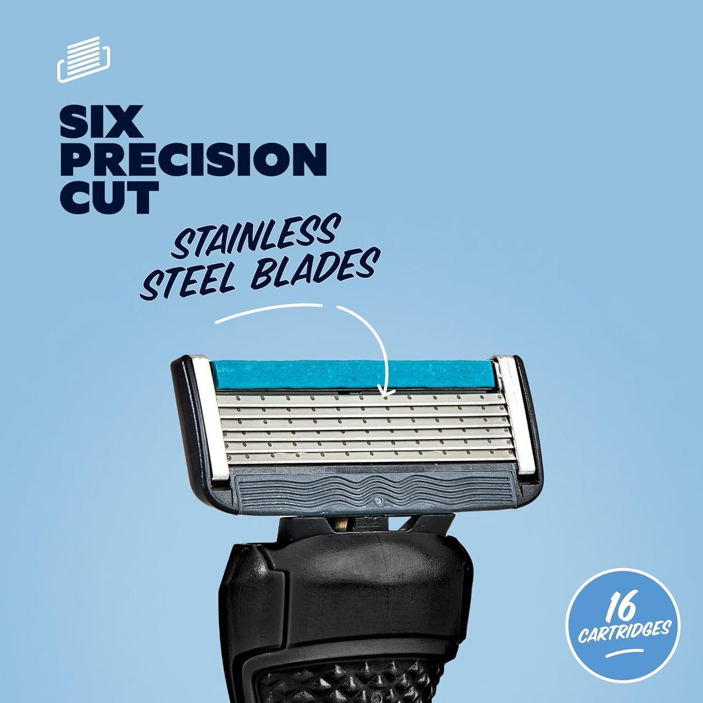 Dollar Shave Club | 6 Blade Razor Refills (16 Pack) | 6 Stainless Steel Blades for a Close & Comfortable Shave