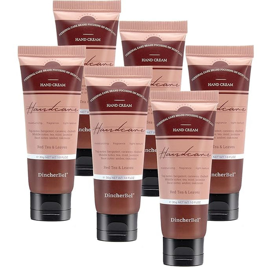 6 Pack Travel Size Hand Cream Set - 1 oz Moisturizing Lotion for Dry Cracked Hands, Red Tea & Leaves Scented Hand Lotion Gift for Women, Nurses, Teachers, Bridesmaids Gifts