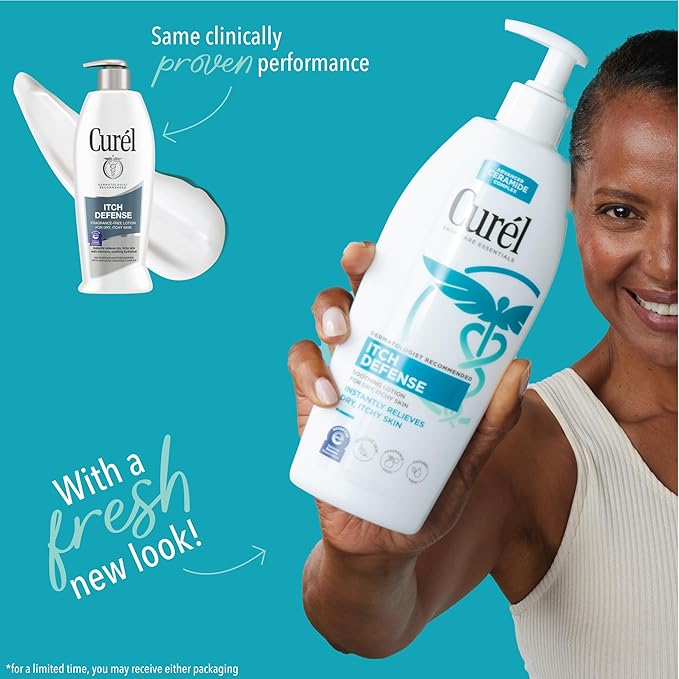 Curel Itch Defense Calming Body Lotion, Moisturizer for Dry, Itchy Skin, Body and Hand Lotion, with Advanced Ceramide Complex, Pro-Vitamin B5, Shea Butter, 13 Oz, Pack of 3