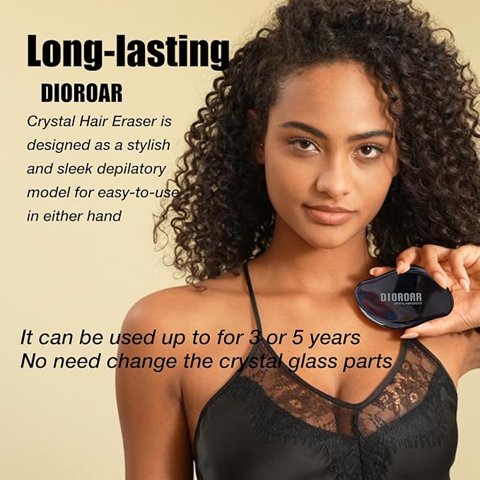 Crystal Hair Eraser,Upgrade Crystal Hair Remover,Physical Nano Glass Hair Removal Device,Painless Epilator and Exfoliator Without Shaver for Quick Soft Silky Skin(Black)